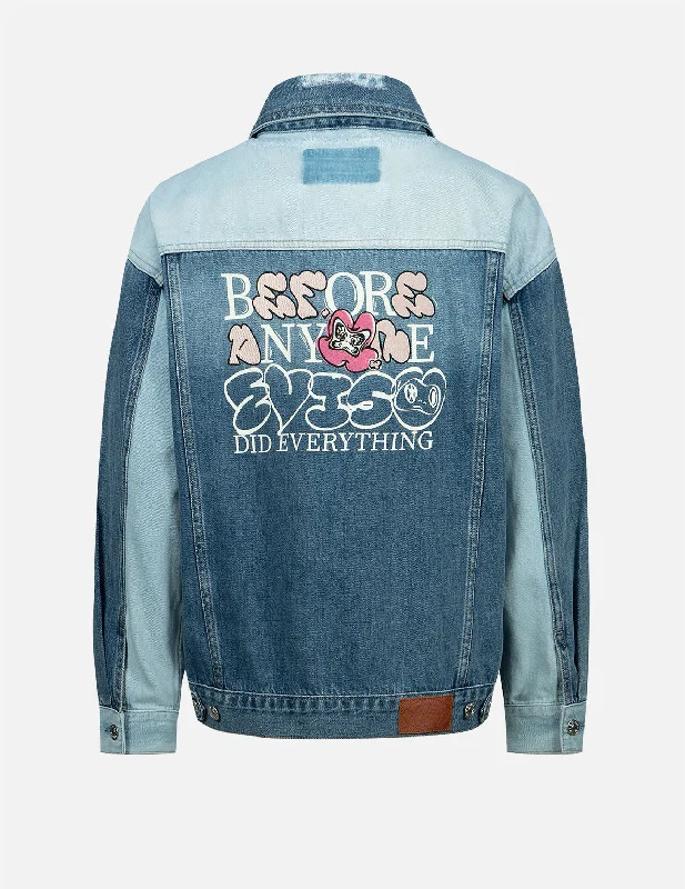 Daruma with Brand Motto Two-tone Denim Jacket Ribbed Jacket Pleated Jacket Ruffled Jacket Daruma with Brand Motto Two-tone Denim Jacket Ribbed Jacket Pleated Jacket Ruffled Jacket