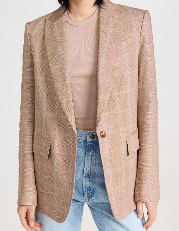 Donovan Jacket In Tawny Plaid Hooded Jacket Caped Jacket Shawl Collar Jacket