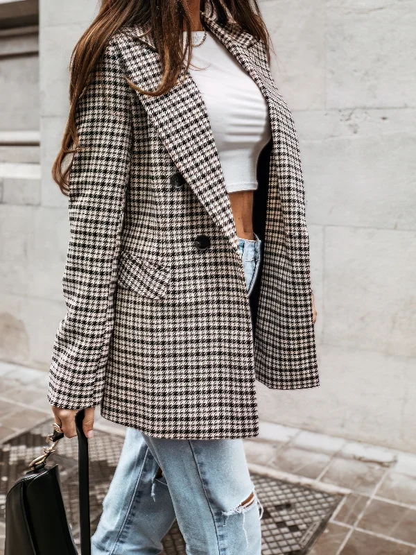 Double-Breasted Houndstooth Jacket