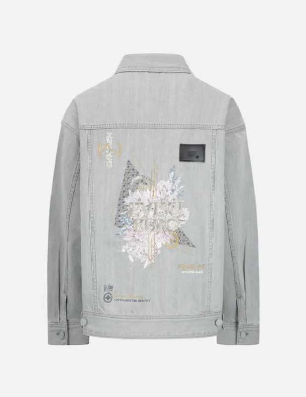 Floral and Brocade Motifs Embroidery Denim Jacket Satin Jacket Silk Jacket Chiffon Jacket Floral and Brocade Motifs Embroidery Denim Jacket Satin Jacket Silk Jacket Chiffon Jacket