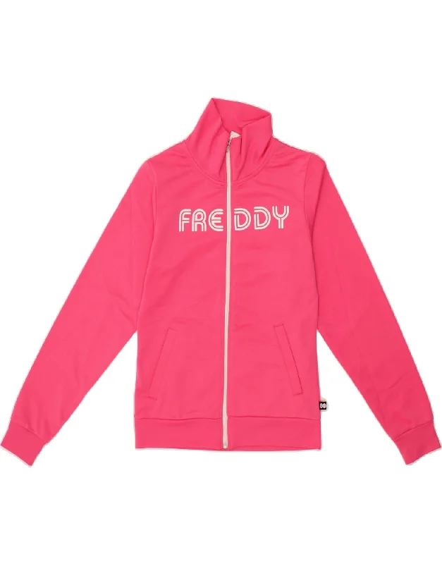 FREDDY Womens Graphic Tracksuit Top Jacket UK 10 Small Pink Polyester