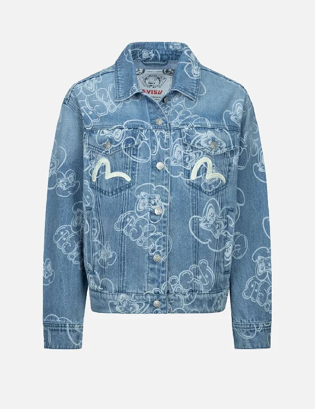 Graffiti Daruma and Logo Allover Discharged Print Denim Jacket Plaid Jacket Tartan Jacket Houndstooth Jacket Graffiti Daruma and Logo Allover Discharged Print Denim Jacket Plaid Jacket Tartan Jacket Houndstooth Jacket