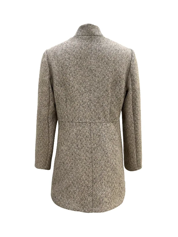 Herringbone Tweed Long Cardigan Jacket