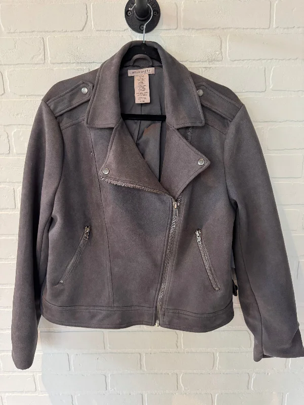 Jacket Moto By Philosophy In Grey, Size: Xl Satin Fabric Silk Fabric Chiffon Fabric Jacket Moto By Philosophy In Grey, Size: Xl Satin Fabric Silk Fabric Chiffon Fabric
