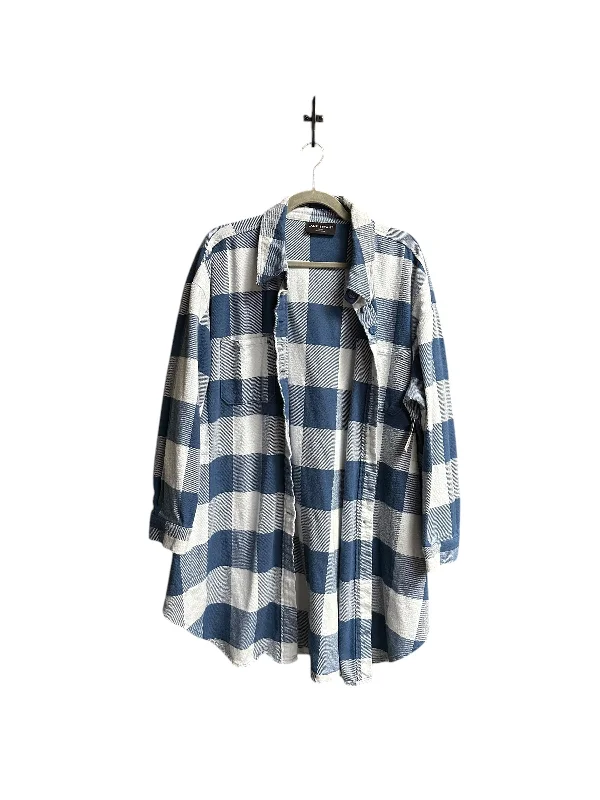 Jacket Shirt By Lane Bryant In Blue, Size: 2x Satin Fabric Silk Fabric Chiffon Fabric Jacket Shirt By Lane Bryant In Blue, Size: 2x Satin Fabric Silk Fabric Chiffon Fabric