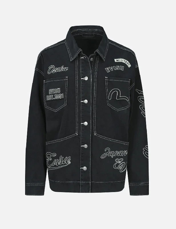 Logo and Seagull Embroidery Denim Jacket Print Jacket Jacquard Jacket Embroidered Jacket Logo and Seagull Embroidery Denim Jacket Print Jacket Jacquard Jacket Embroidered Jacket