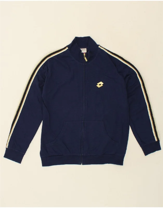 LOTTO Womens Tracksuit Top Jacket UK 16 Large Navy Blue Cotton