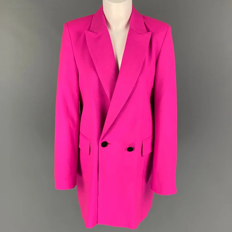 MARCELL VON BERLIN Size 8 Pink Wool Jacket Blazer A-Line Jacket Boat Neck Shawl Collar MARCELL VON BERLIN Size 8 Pink Wool Jacket Blazer A-Line Jacket Boat Neck Shawl Collar