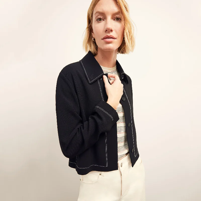 Nicky Jacket - Everyday Crepe :: Black Herringbone Jacket Houndstooth Jacket Plaid Jacket Nicky Jacket - Everyday Crepe :: Black Herringbone Jacket Houndstooth Jacket Plaid Jacket