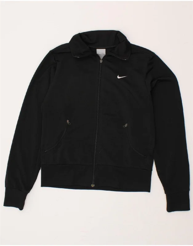 NIKE Womens Tracksuit Top Jacket UK 10/12 Medium Black Polyester