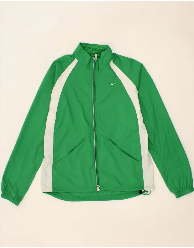 NIKE Womens Tracksuit Top Jacket UK 10/12 Medium Green Colourblock