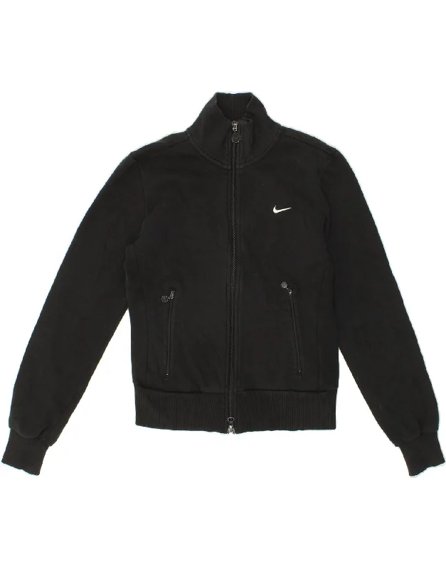 NIKE Womens Tracksuit Top Jacket UK 6 XS Black Cotton