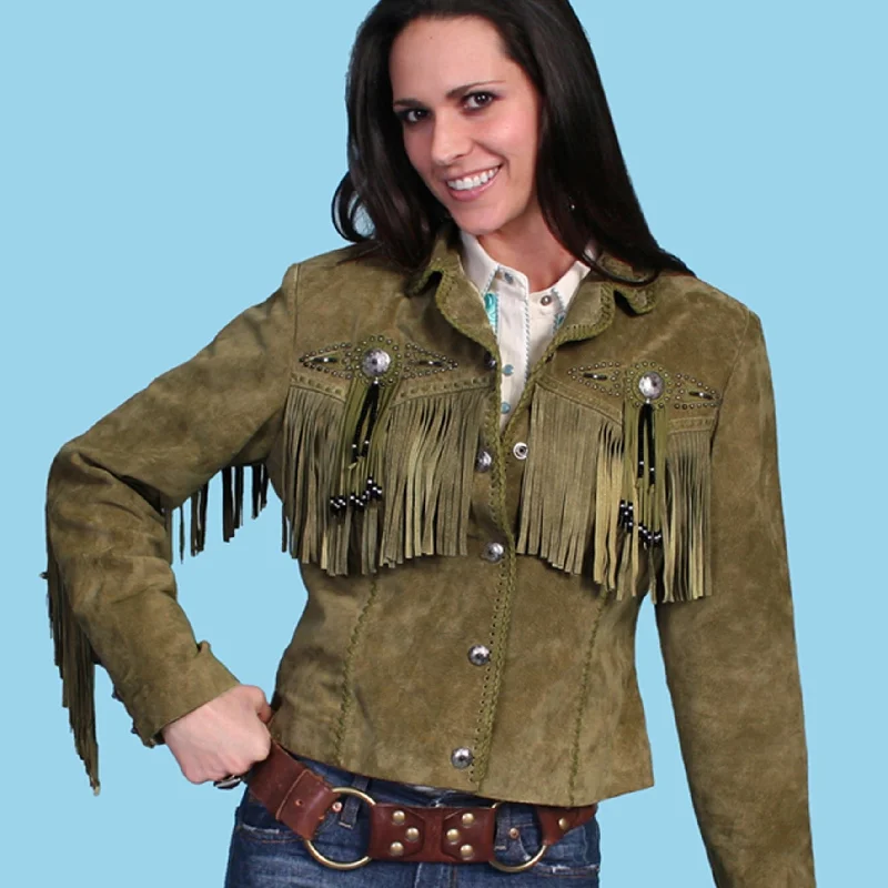 Olive Fringe & Beaded Suede Jacket by Scully at Bourbon Cowgirl Hoodie Zip-Up Jacket Button-Up Jacket Olive Fringe & Beaded Suede Jacket by Scully at Bourbon Cowgirl Hoodie Zip-Up Jacket Button-Up Jacket