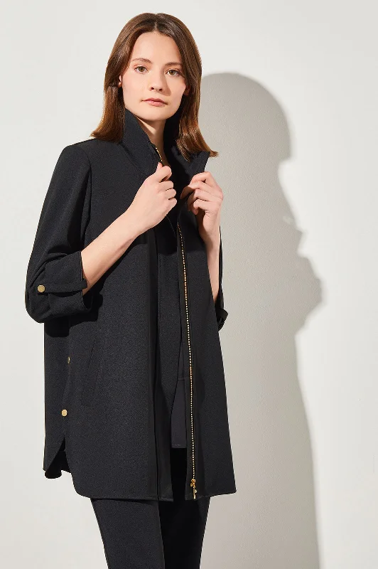 Plus Size Snap Detail Zip-Up Deco Crepe Jacket Collared Jacket Crew Neck Jacket Turtle Neck Jacket Plus Size Snap Detail Zip-Up Deco Crepe Jacket Collared Jacket Crew Neck Jacket Turtle Neck Jacket