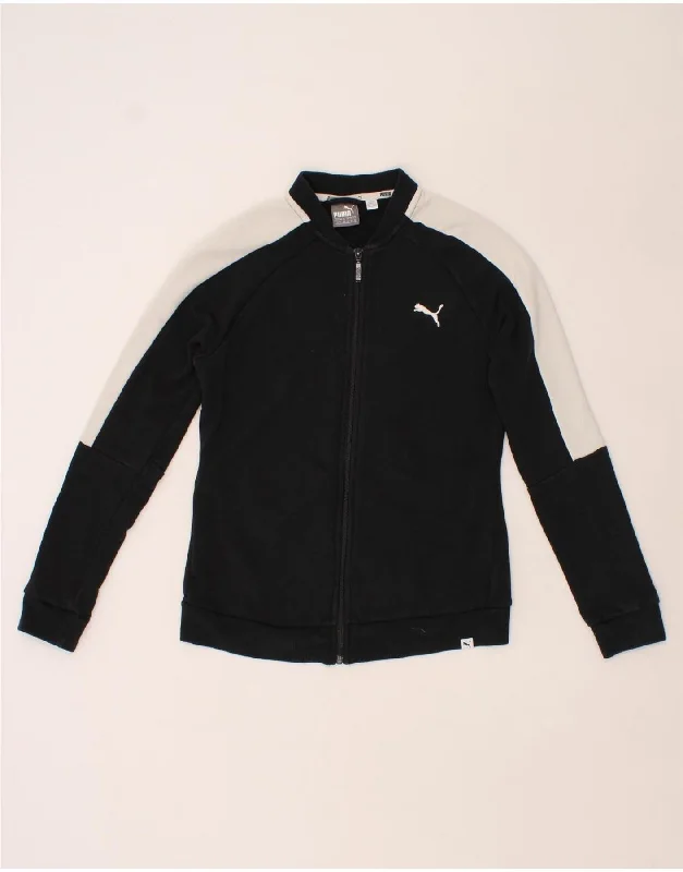 PUMA Womens Tracksuit Top Jacket UK 12 Medium  Black Colourblock Cotton