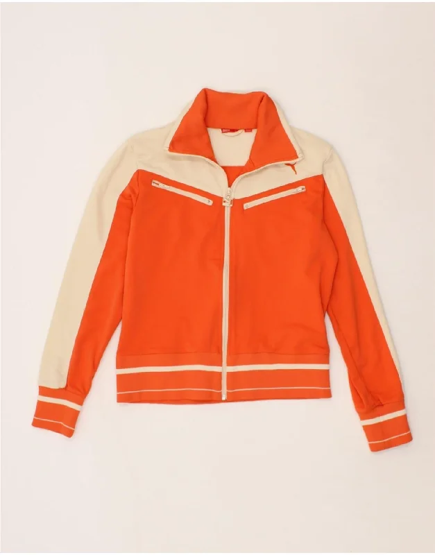 PUMA Womens Tracksuit Top Jacket UK 14 Medium Orange Colourblock Polyester