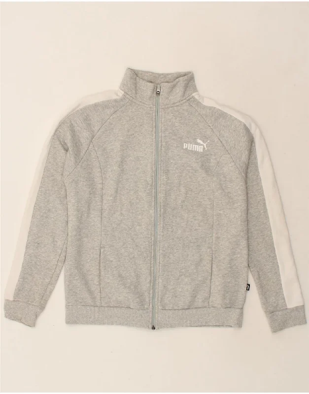 PUMA Womens Tracksuit Top Jacket UK 16 Large Grey Colourblock Cotton