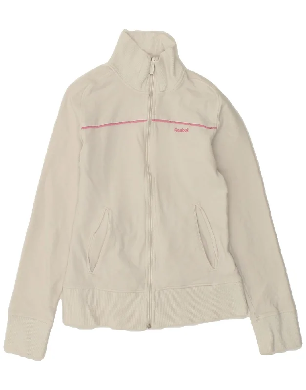 REEBOK Womens Tracksuit Top Jacket UK 8 Small White Cotton