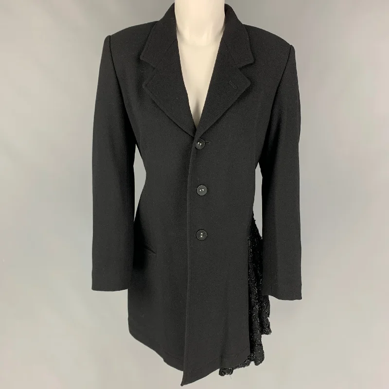 REI KAWAKUBO Size M Black Wool Mixed Fabrics Jacket Zippered Jacket Buttoned Jacket Snapped Jacket REI KAWAKUBO Size M Black Wool Mixed Fabrics Jacket Zippered Jacket Buttoned Jacket Snapped Jacket