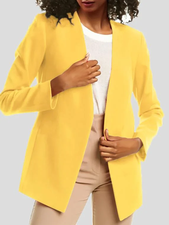 Simple Style Blazer,Solid Color Open Front Jacket