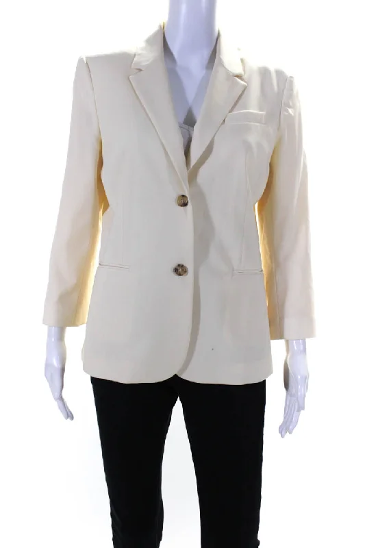 The Row Womens Two Button Notched Lapel Blazer Jacket Cream White Wool