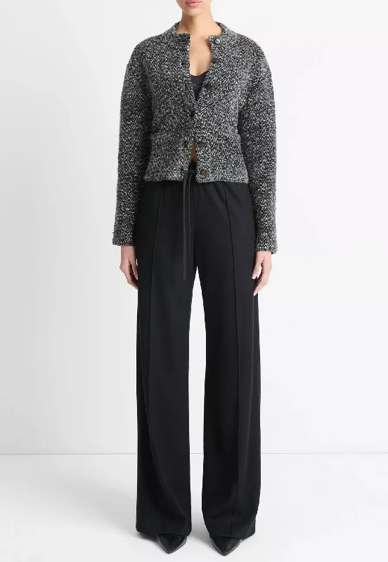 Herringbone Textured Cardi Jacket - Black/Off White Embroidered Jacket Appliqued Jacket Beaded Jacket Herringbone Textured Cardi Jacket - Black/Off White Embroidered Jacket Appliqued Jacket Beaded Jacket