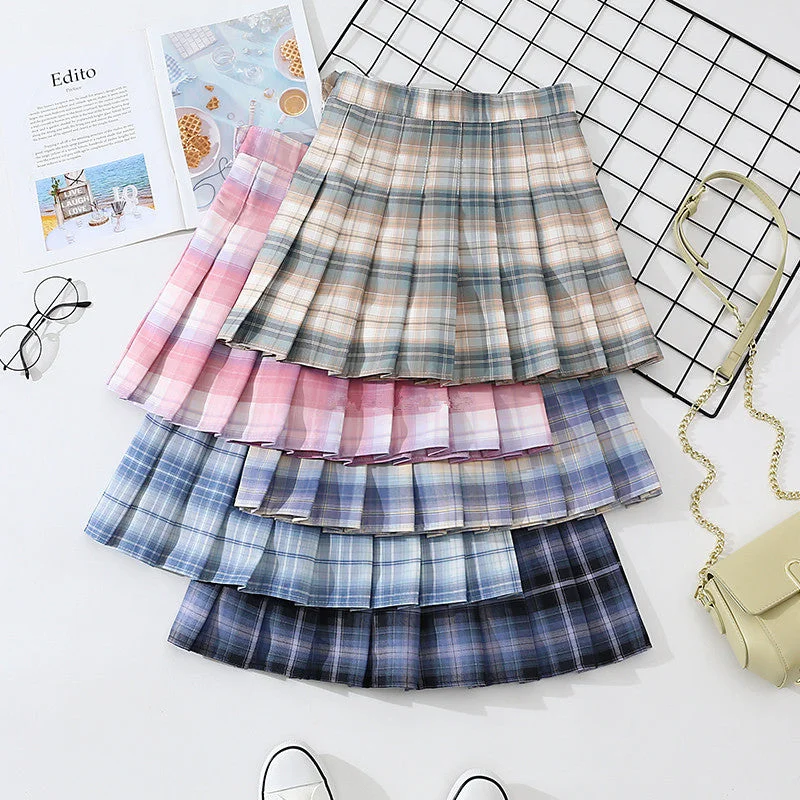 Check all-match pleated skirt YV44401 maxi skirt elegant