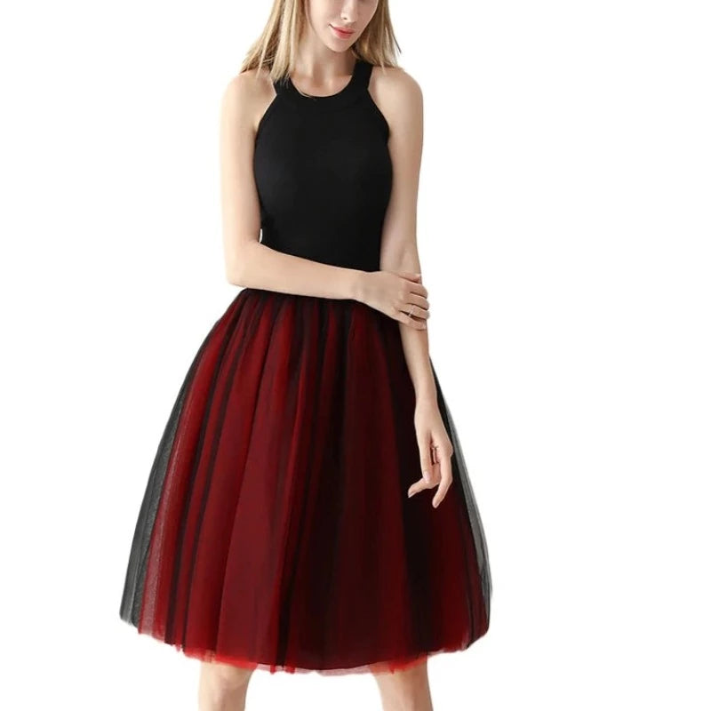 Gothic 7 Layers 65cm Mix Colors Tutu Tulle Skirt Women Streetwear High Waist Pleated Midi Skirts spudniczki jupe rokken faldas linen skirt natural Gothic 7 Layers 65cm Mix Colors Tutu Tulle Skirt Women Streetwear High Waist Pleated Midi Skirts spudniczki jupe rokken faldas linen skirt natural
