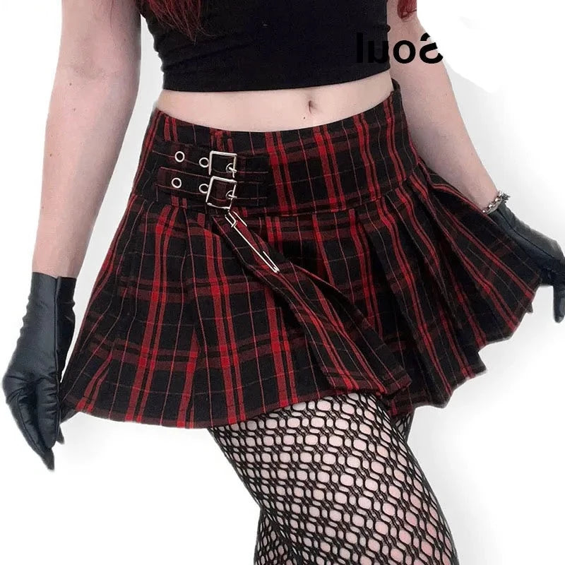 Gothic Mini Skirts Black High Waist Women Skirt 2023 New Y2k Style Harajuku Punk Goth Dark Grunge Streetwear Female Clothes leather skirt sleek Gothic Mini Skirts Black High Waist Women Skirt 2023 New Y2k Style Harajuku Punk Goth Dark Grunge Streetwear Female Clothes leather skirt sleek