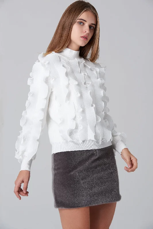 Grey Faux Fur Mini Skirt corduroy skirt durable