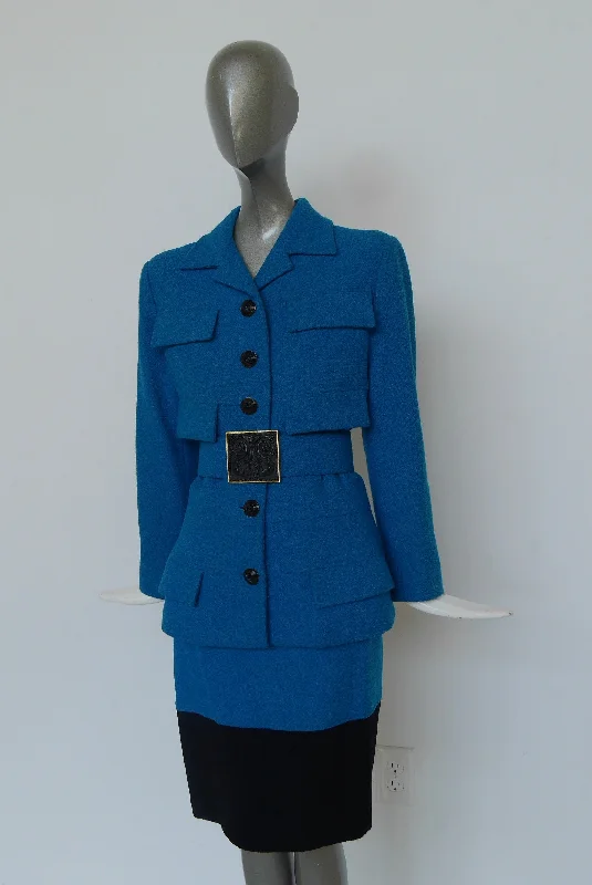 Karl Lagerfeld skirt suit 90s vibrant blue color fitted style linen skirt breathable Karl Lagerfeld skirt suit 90s vibrant blue color fitted style linen skirt breathable