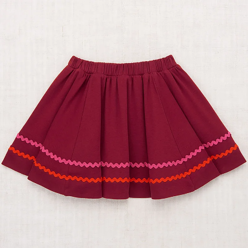 Rickrack Circle Skirt in Cranberry by Misha & Puff velvet skirt plush