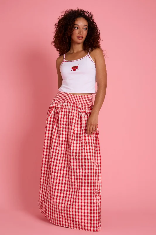 Sydney Bow Gingham Midaxi Skirt vintage skirt charm