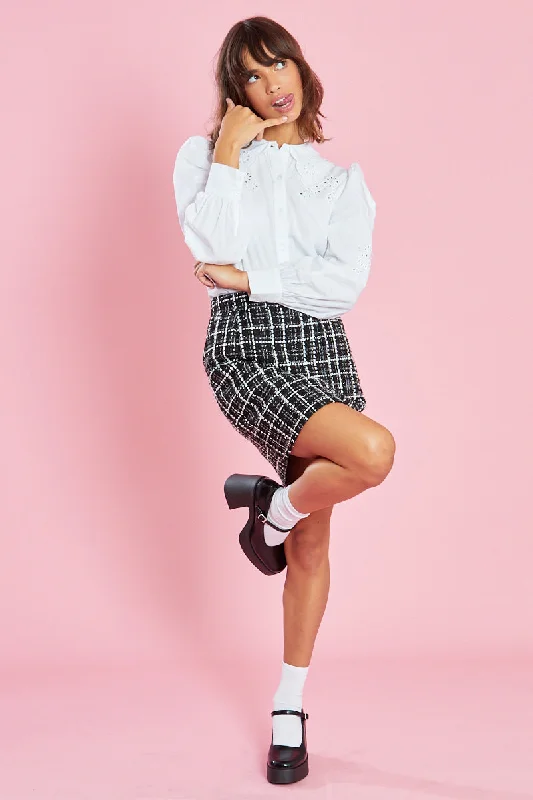 Tweed Mini Skirt <br/> Black denim skirt fashionable