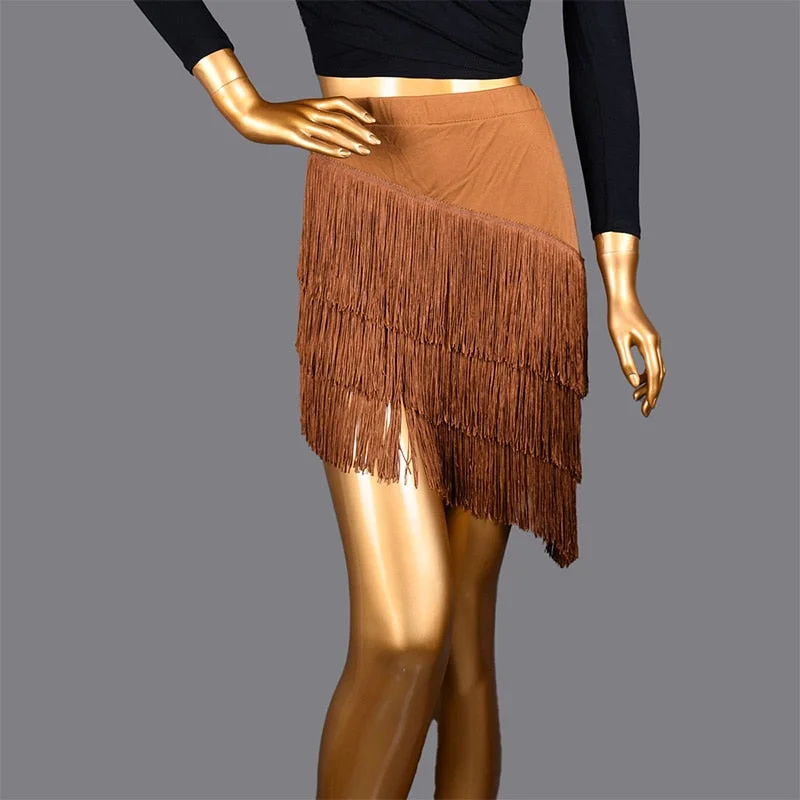 Latin Dance Skirt Women's Large Size Fringed Latin Skirt For Girls Cha Cha Rumba Samba Fringe Dance Practice Clothing cotton skirt soft Latin Dance Skirt Women's Large Size Fringed Latin Skirt For Girls Cha Cha Rumba Samba Fringe Dance Practice Clothing cotton skirt soft