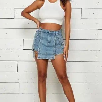 Chain Lace-up Skirt with Shorts