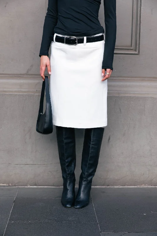 Frankie Belted Skirt - White