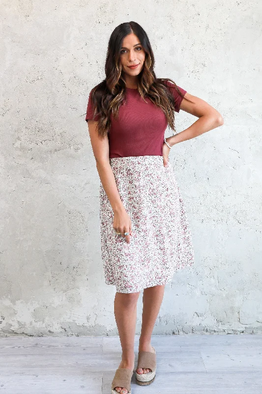 Midi Slip Skirt in Rose Bud- Misses & Plus (S-4X)