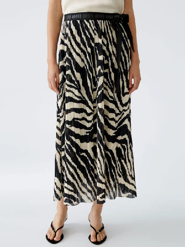 Oui Patterned Maxi Skirt Off White & Black