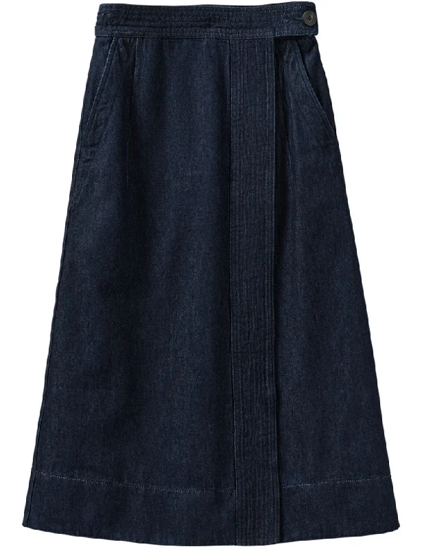 Toast Cotton Hemp Denim Wrap Skirt Indigo