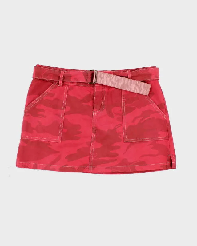 Vintage Y2K Bilabong Pink Camo Mini Skirt - M