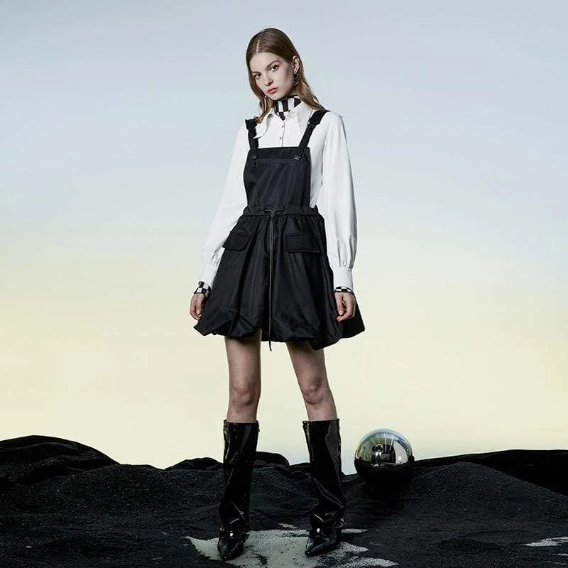 Women's Punk Drawstring Bubble Suspender Skirt