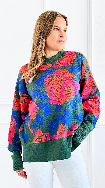 Floral Fusion  Sweater Anti-Pilling Anti-Shrink Durable
