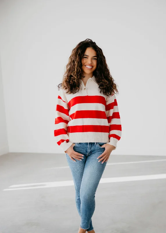 Addie Collared Stripe Sweater Transparent Opaque Sheer