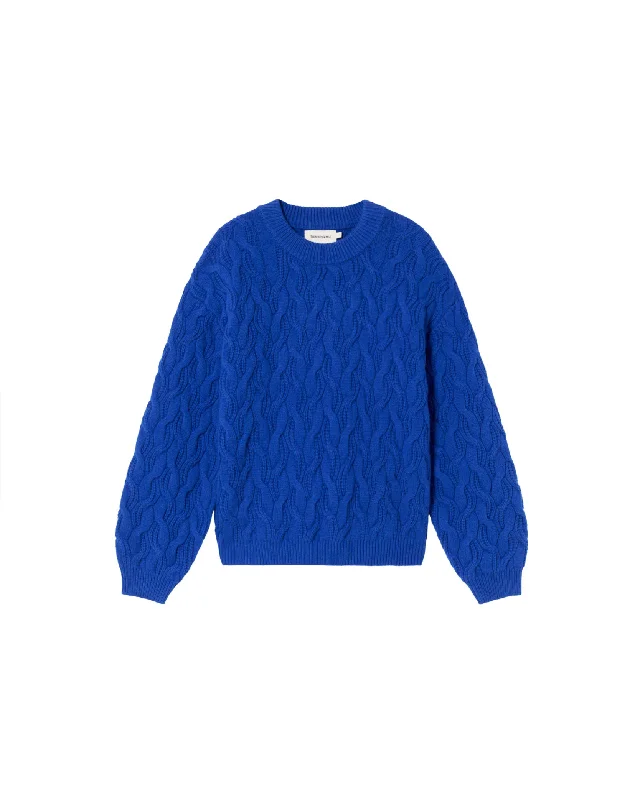 Blue Carmen Sweater Glossy Satin Silk