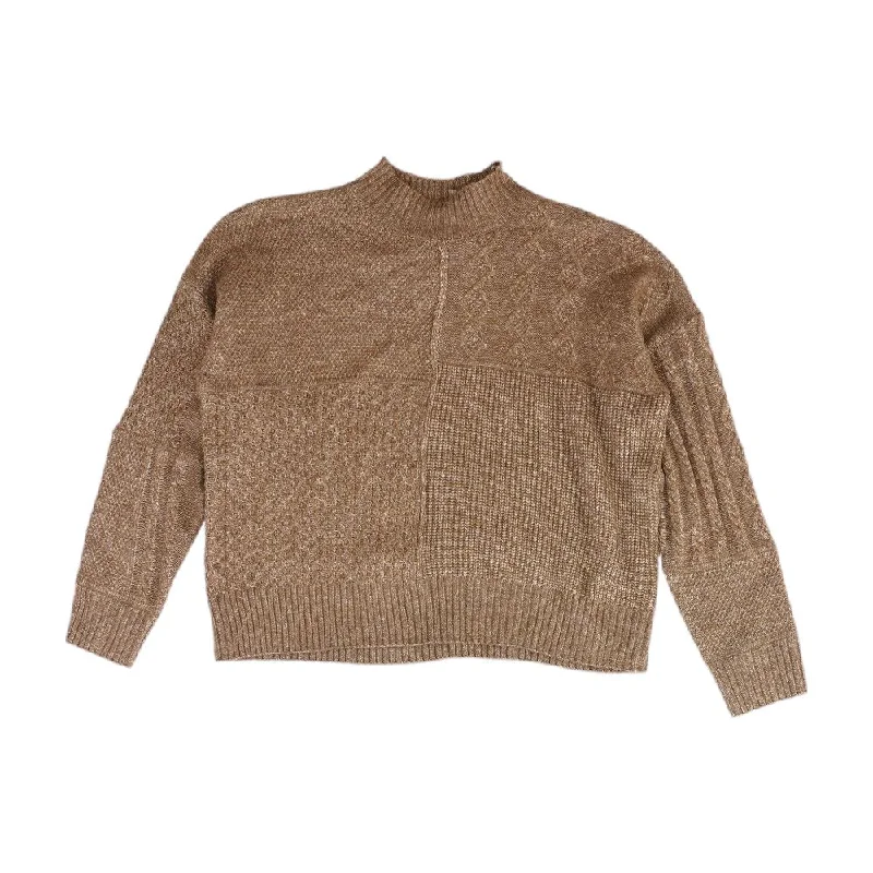 Brown Solid Mockneck Sweater