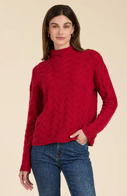 Cashmere Basketweave Sweater - Red Admiral