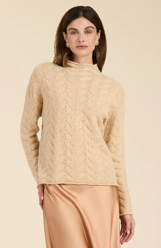 Cashmere Basketweave Sweater - Straw