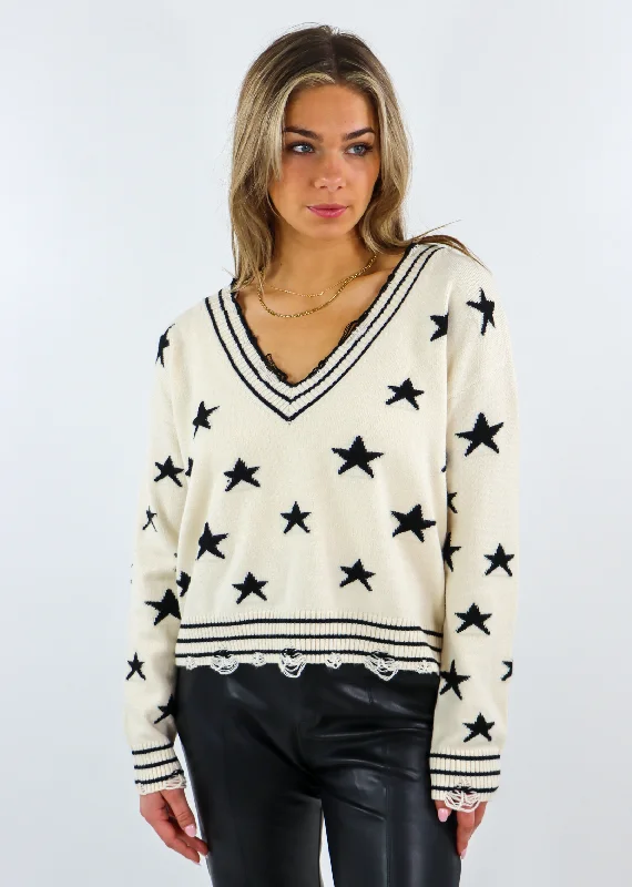 The Sweet Life Sweater ★ Cream With Black Stars