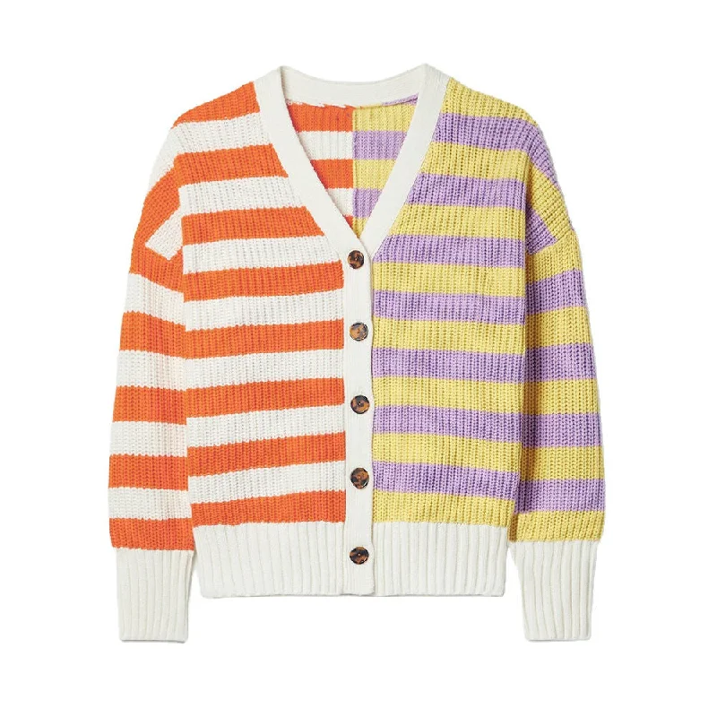 Wholesale Striped Cardigan Sweater custom Women winter Striped knit coat